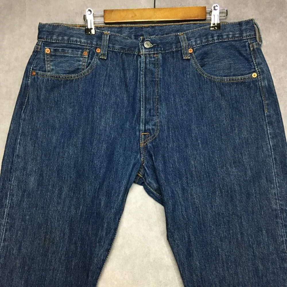 Levis Mens 501 Original Fit Blue Jeans size 38x30 Button Fly Cotton Denim Copper